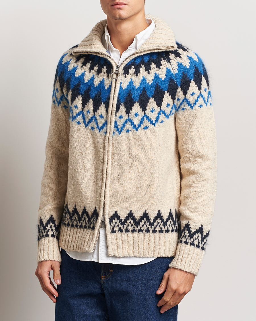 Heren | Truien | Gant | Jacquard Zip Cardigan Cream