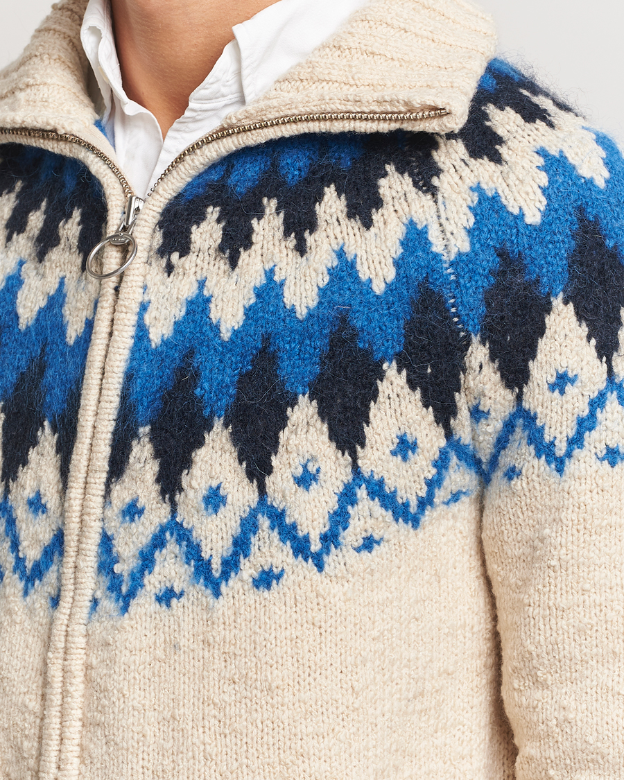 Heren | Truien | Gant | Jacquard Zip Cardigan Cream