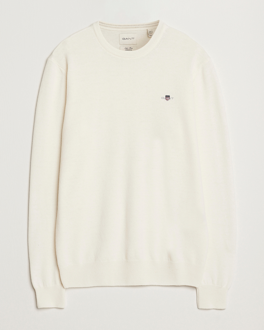 Heren | Truien | GANT | Lambswool Crew Neck Pullover Cream