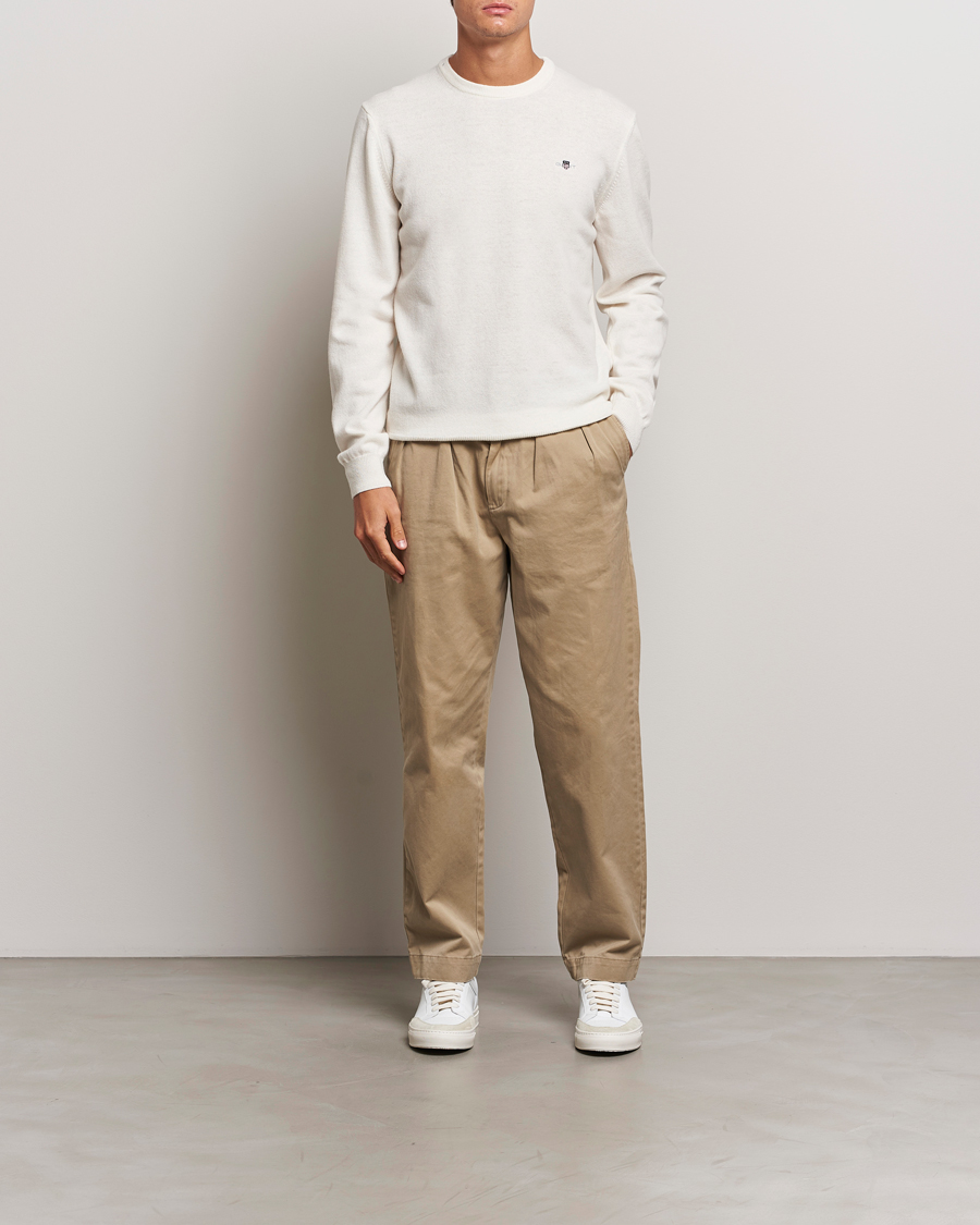 Heren | Truien | GANT | Lambswool Crew Neck Pullover Cream