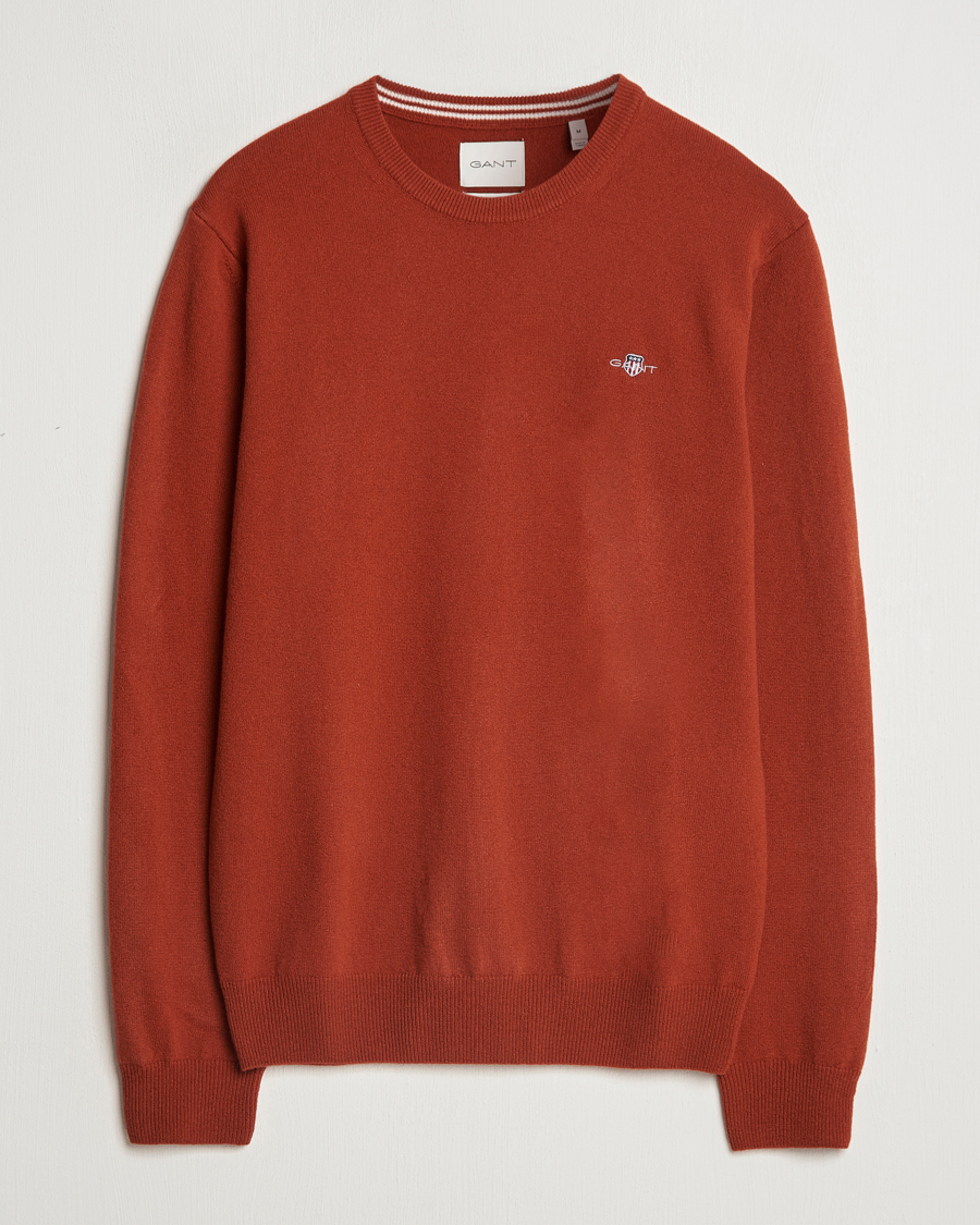Heren | Truien | GANT | Lambswool Crew Neck Pullover Iron Red