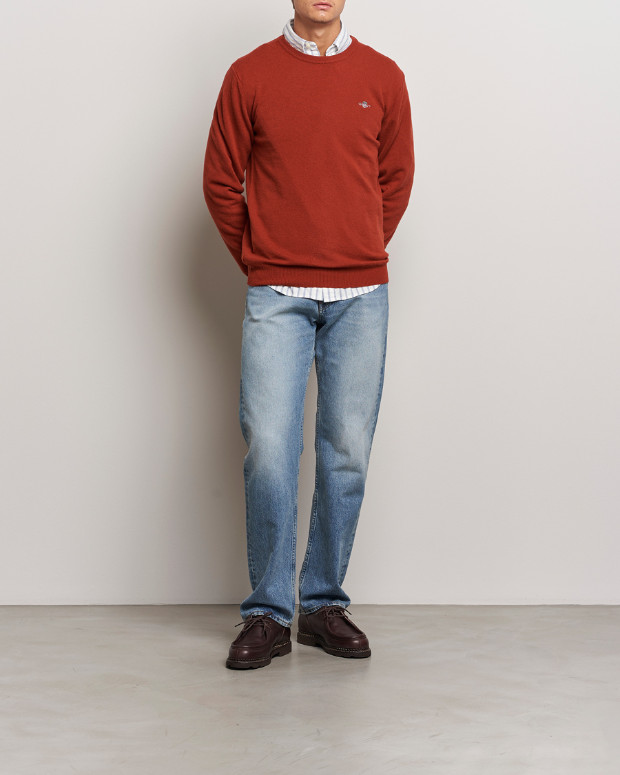 Heren | Truien | GANT | Lambswool Crew Neck Pullover Iron Red