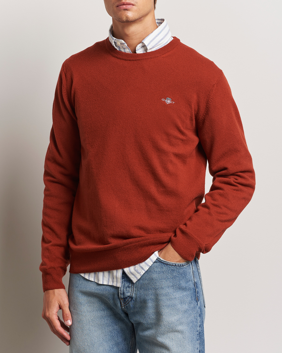 Heren | Truien | GANT | Lambswool Crew Neck Pullover Iron Red