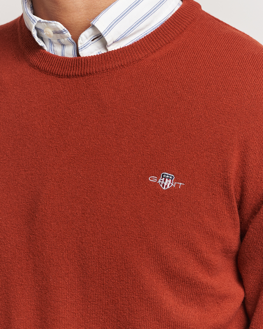 Heren | Truien | GANT | Lambswool Crew Neck Pullover Iron Red