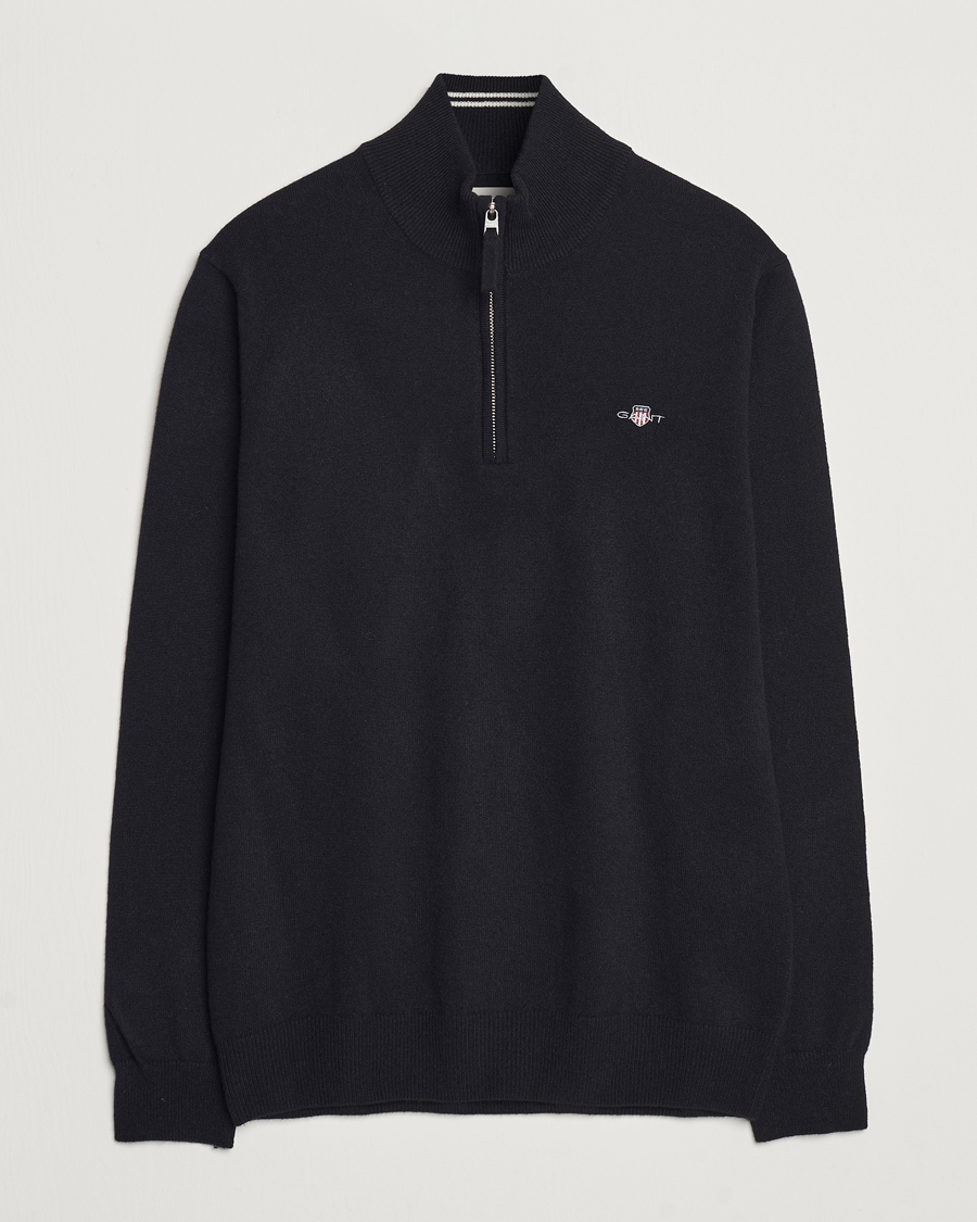 Heren | Truien | GANT | Lamsbwool Half Zip Black