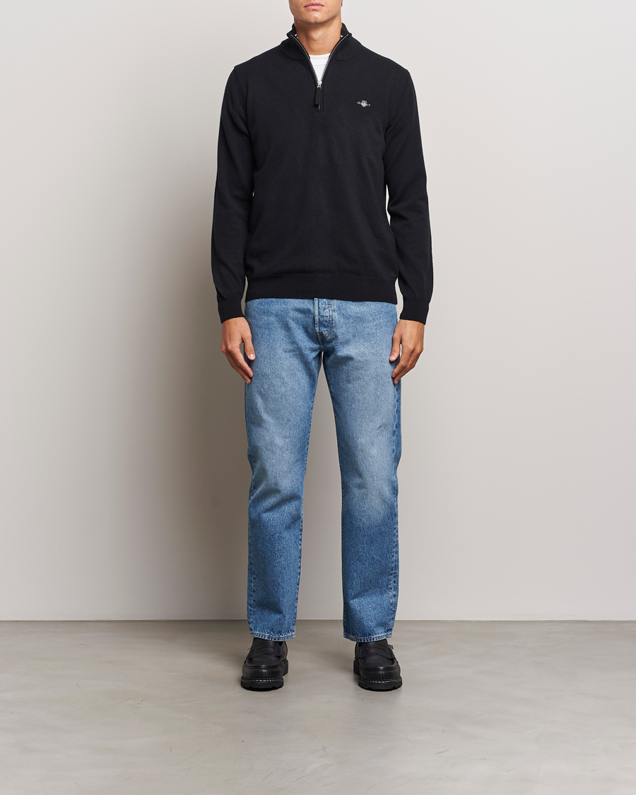 Heren | Truien | GANT | Lamsbwool Half Zip Black