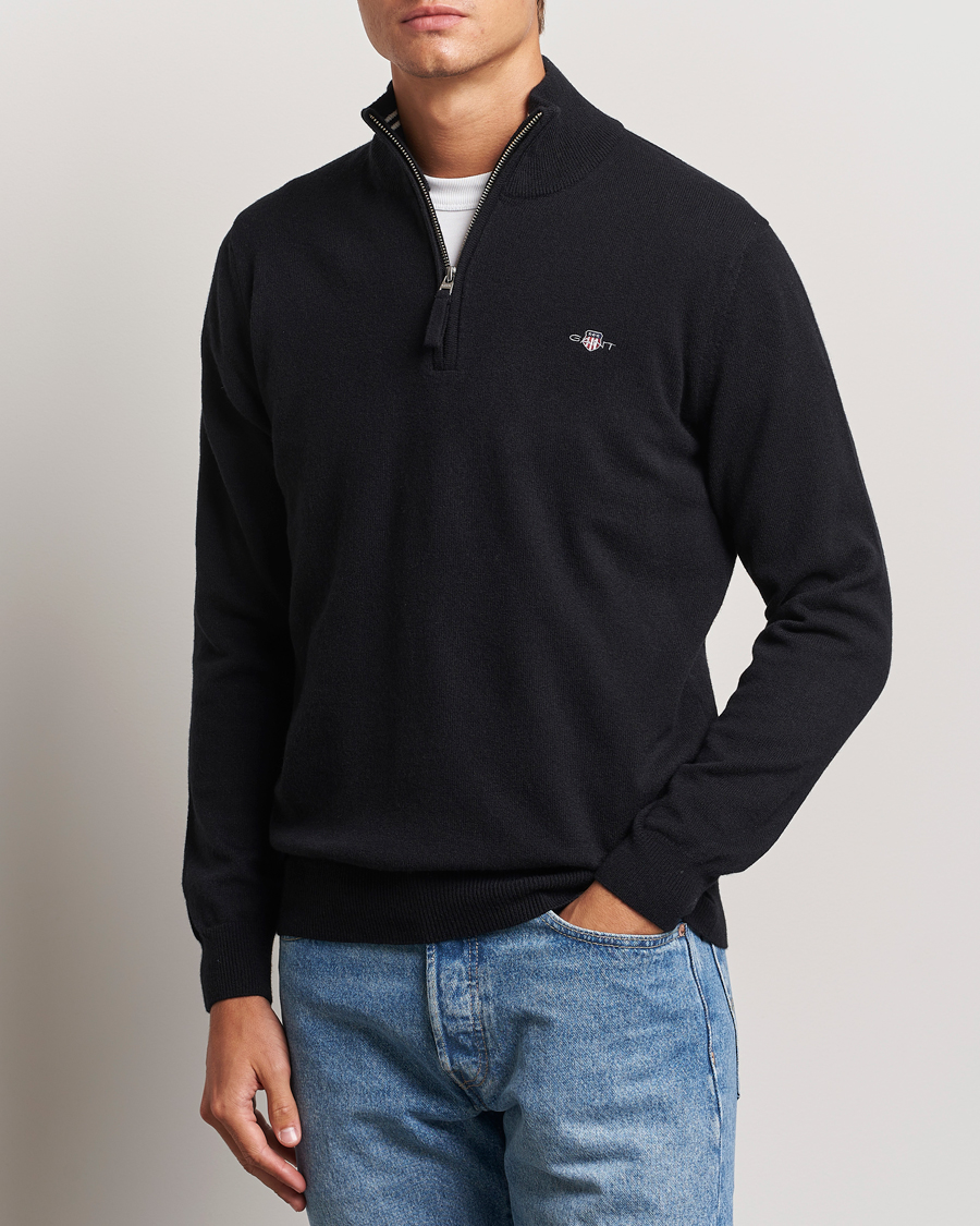 Heren | Truien | GANT | Lamsbwool Half Zip Black