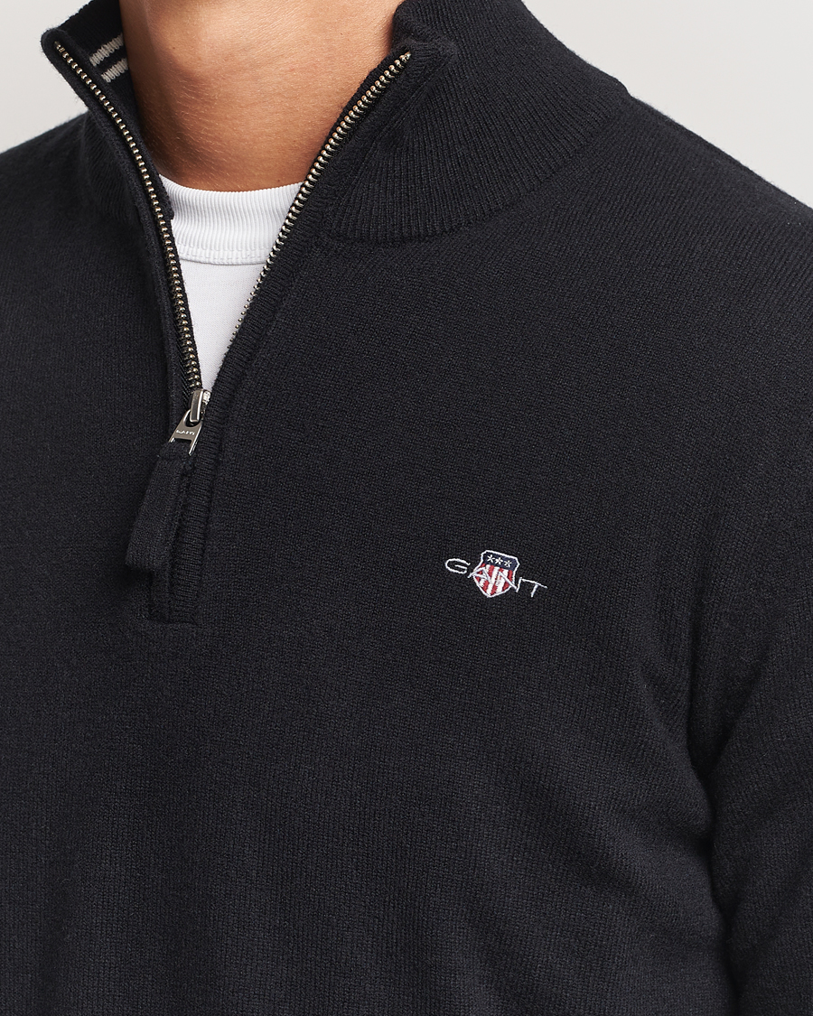Heren | Truien | GANT | Lamsbwool Half Zip Black