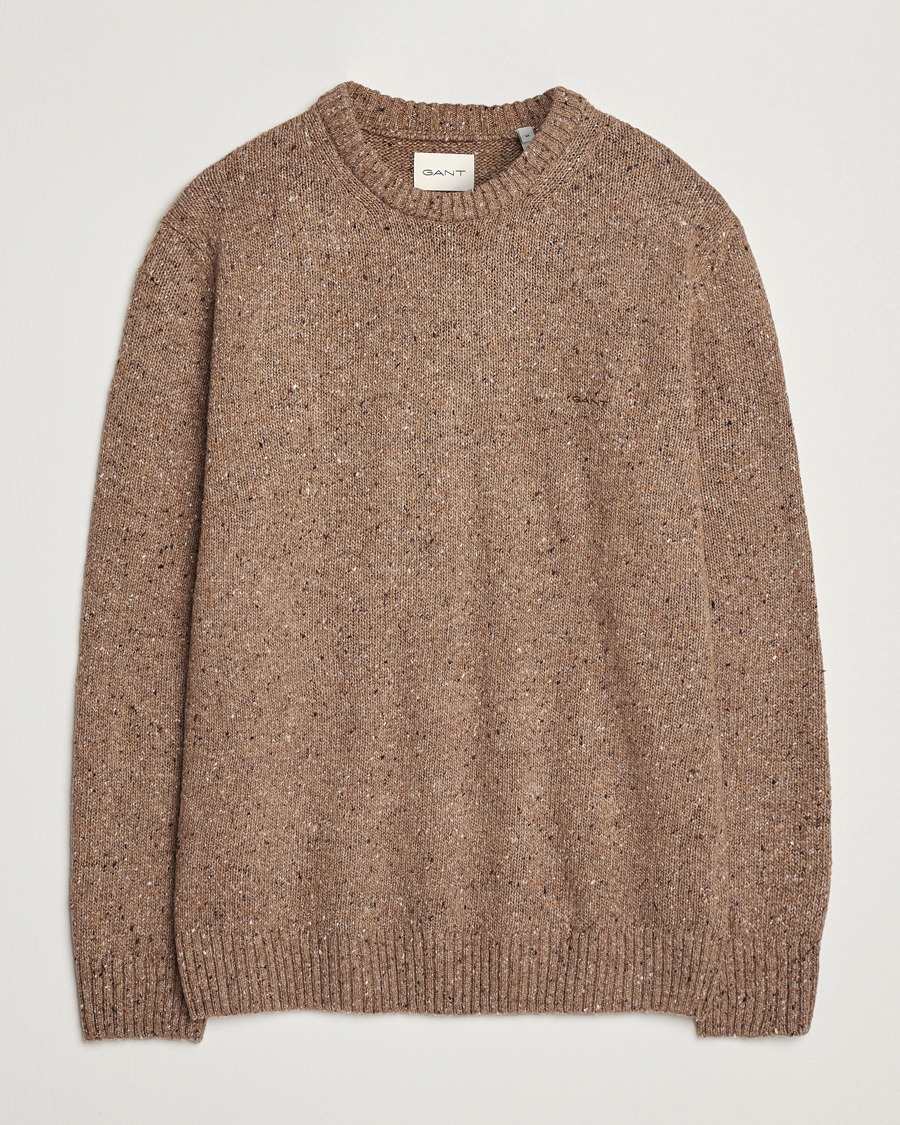 Heren | Truien | GANT | Neps Wool Crew Neck Brown Melange