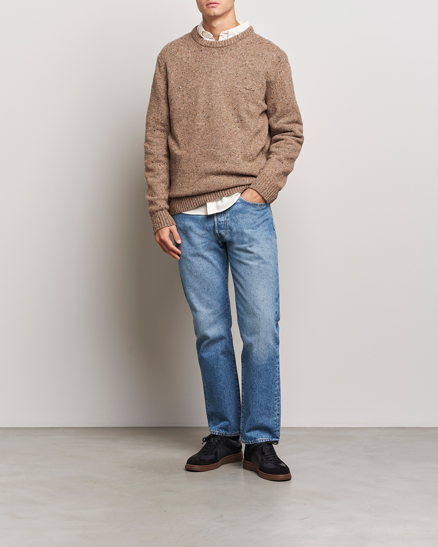 Heren | Truien | GANT | Neps Wool Crew Neck Brown Melange