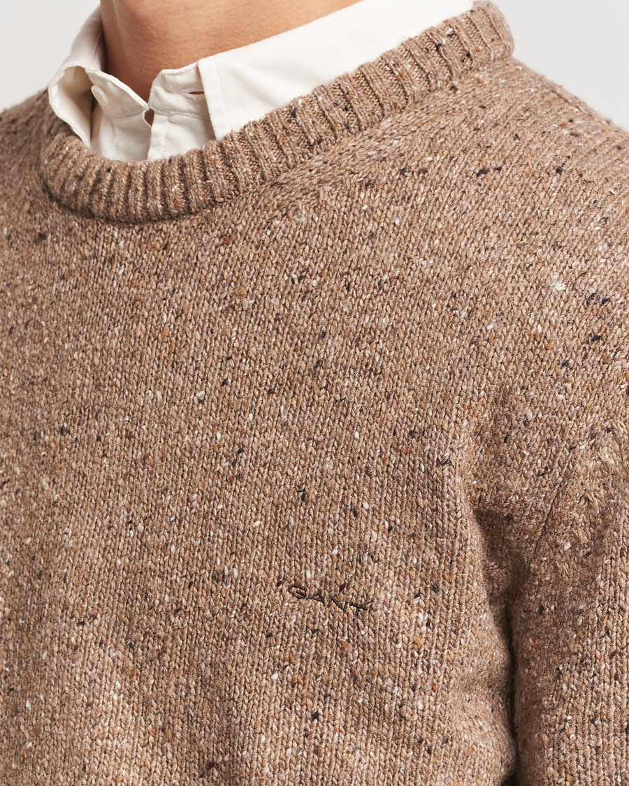 Heren | Truien | GANT | Neps Wool Crew Neck Brown Melange