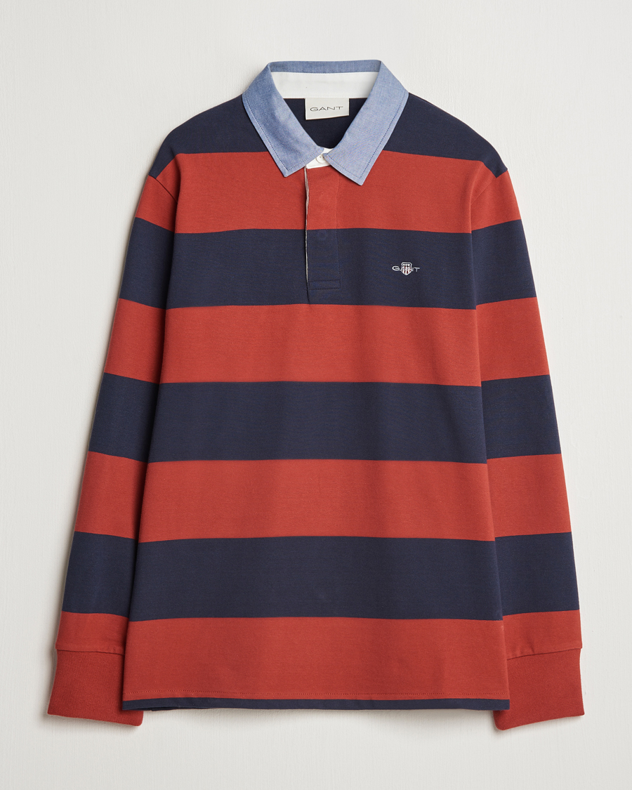 Heren | Truien | GANT | Original Barstriped Heavy Rugger Iron Red