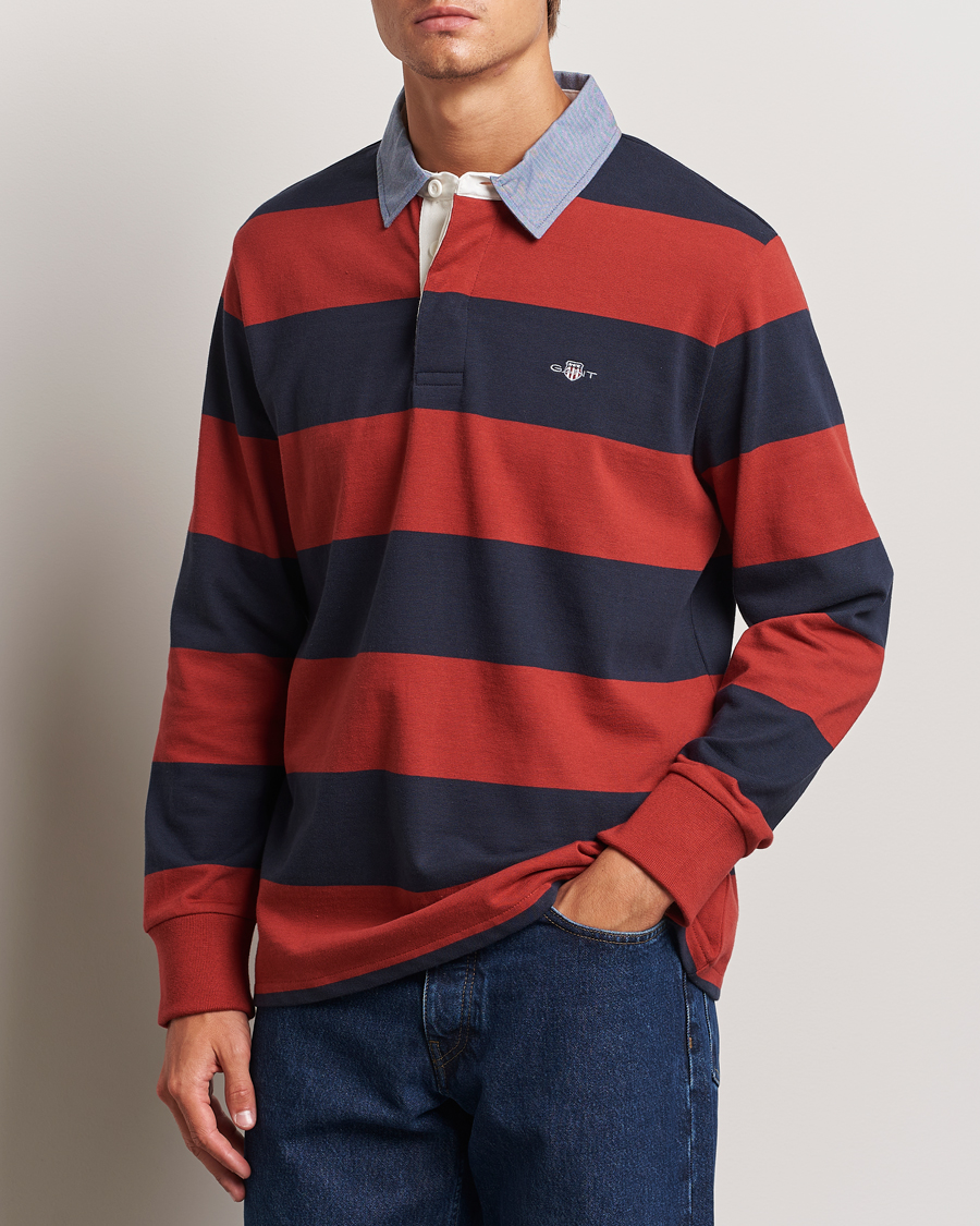 Heren | Truien | GANT | Original Barstriped Heavy Rugger Iron Red