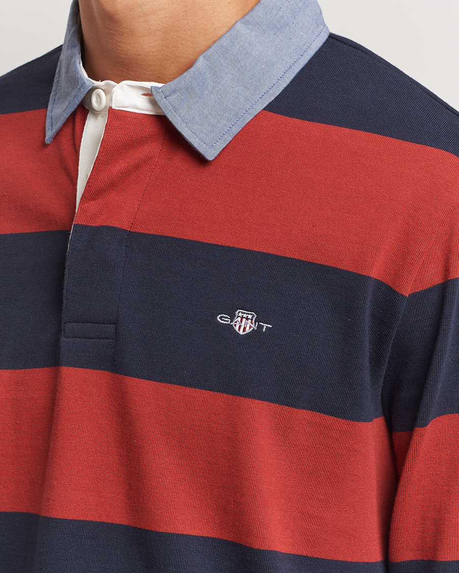 Heren | Truien | GANT | Original Barstriped Heavy Rugger Iron Red