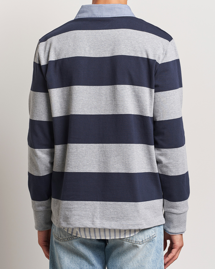 Heren | Truien | GANT | Chambray Barstriped Rugger Grey Melange