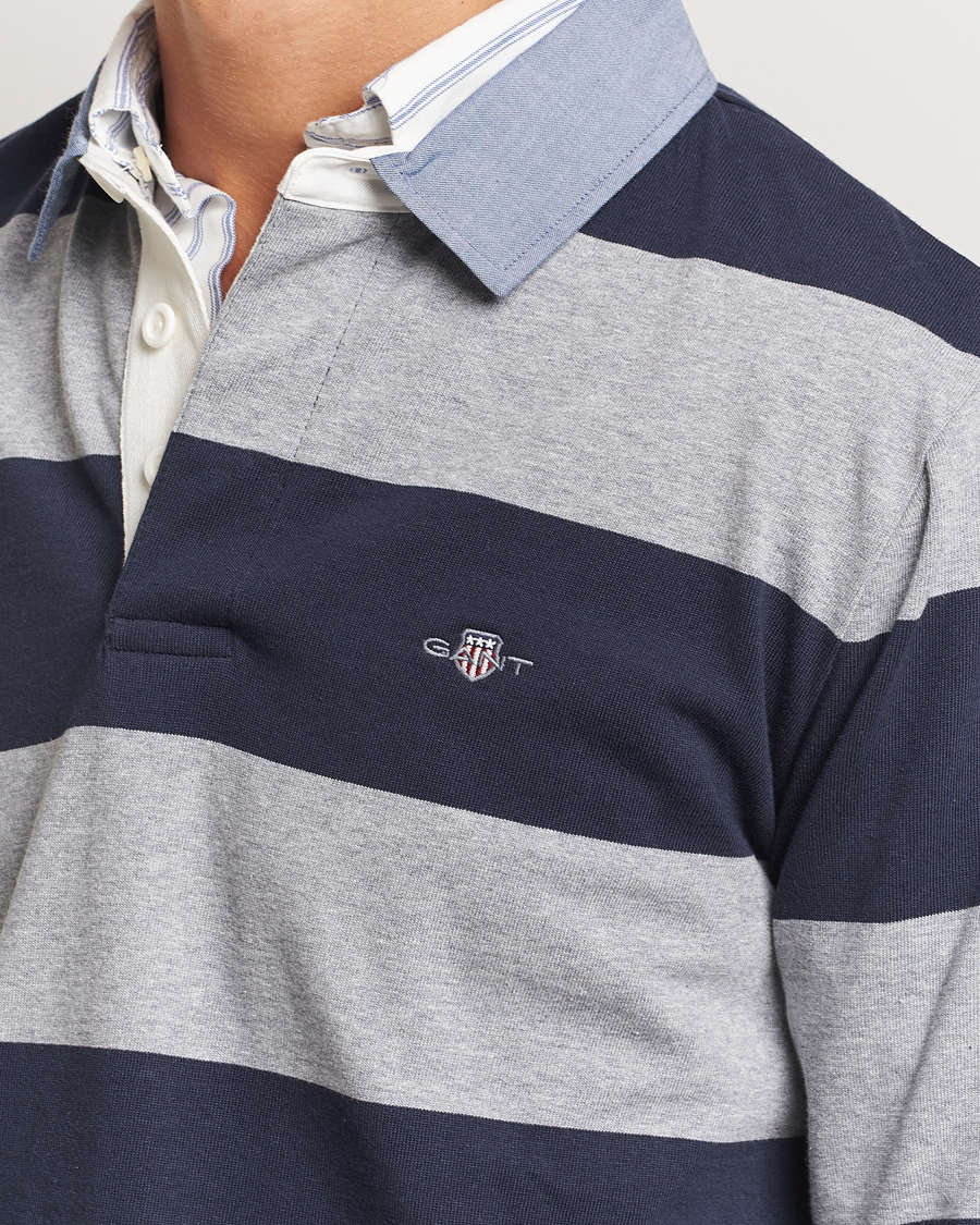 Heren | Truien | GANT | Chambray Barstriped Rugger Grey Melange