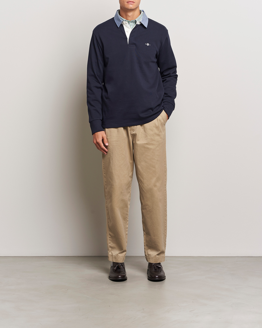 Heren | Truien | GANT | Original Solid Heavy Rugger Evening Blue