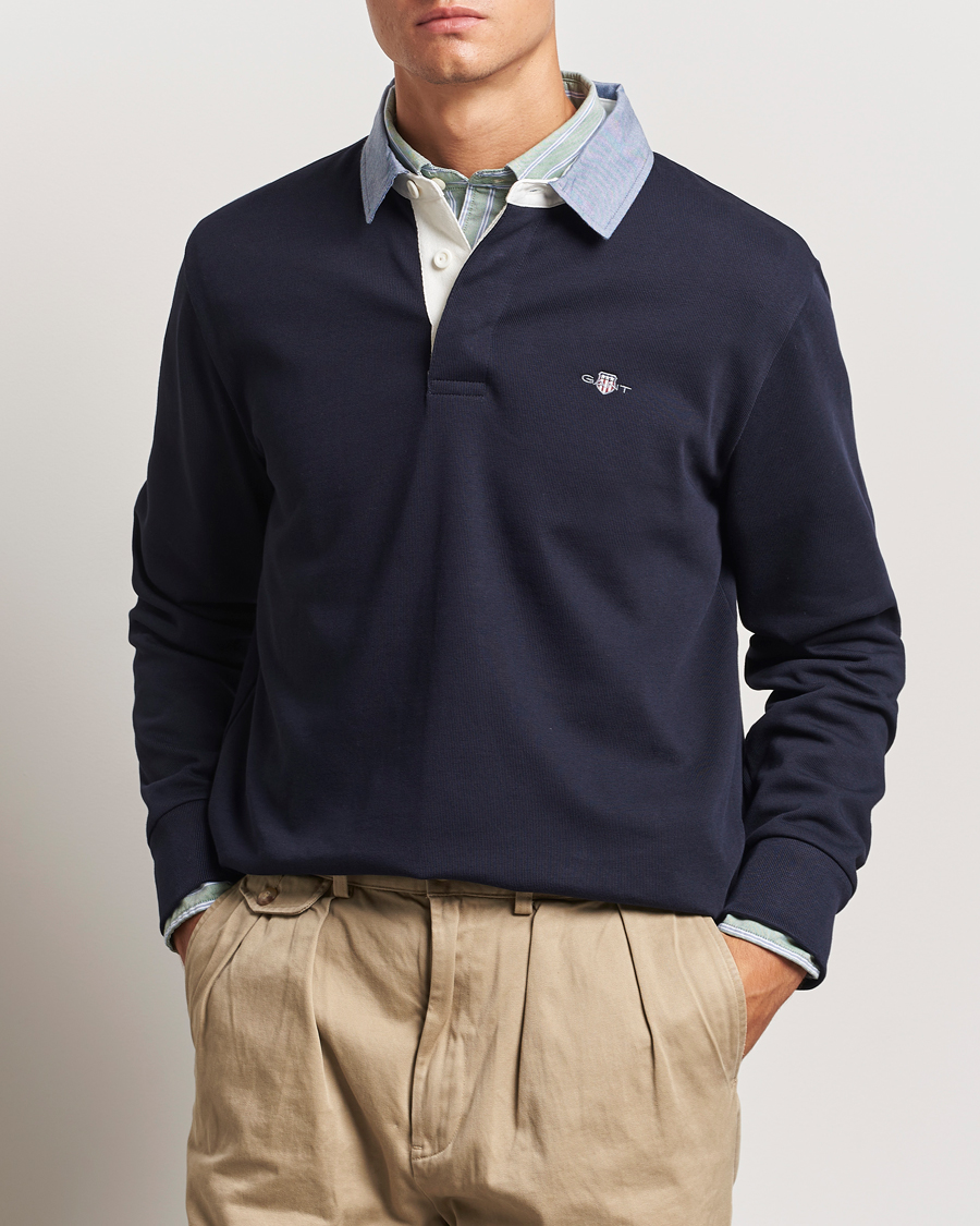 Heren | Truien | GANT | Original Solid Heavy Rugger Evening Blue