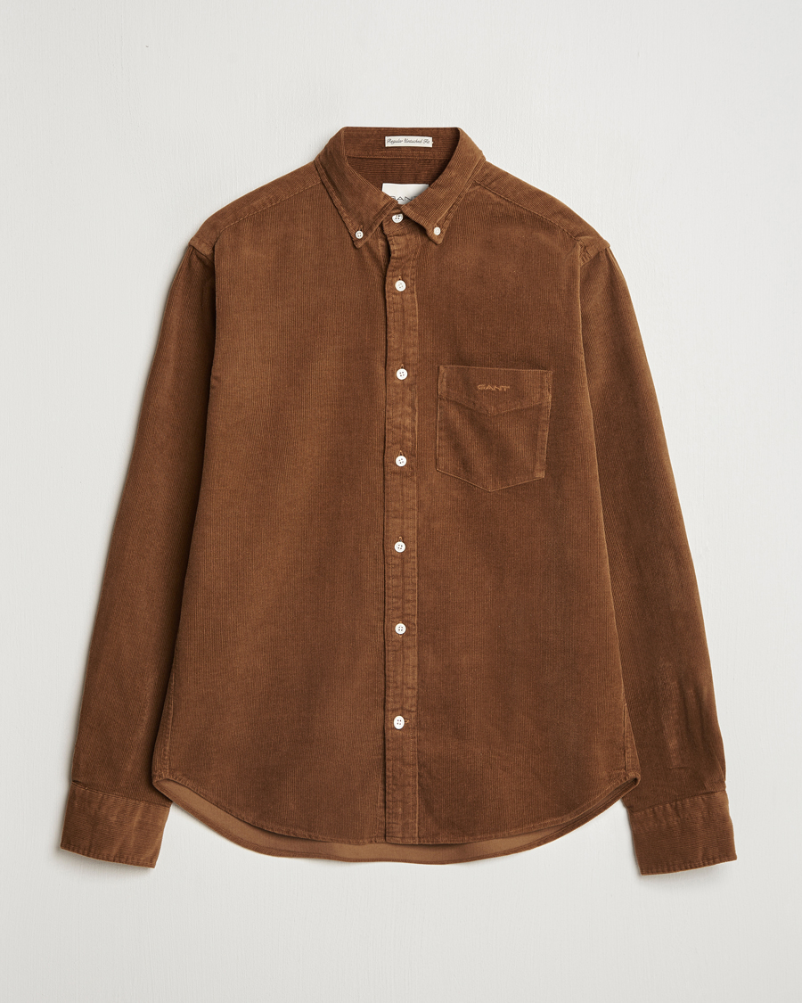 Heren | Overhemden | Gant | Regular Fit Corduroy Shirt Brown Melange