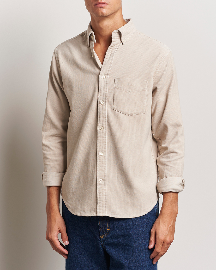 Heren | Overhemden | Gant | Regular Fit Corduroy Shirt Putty