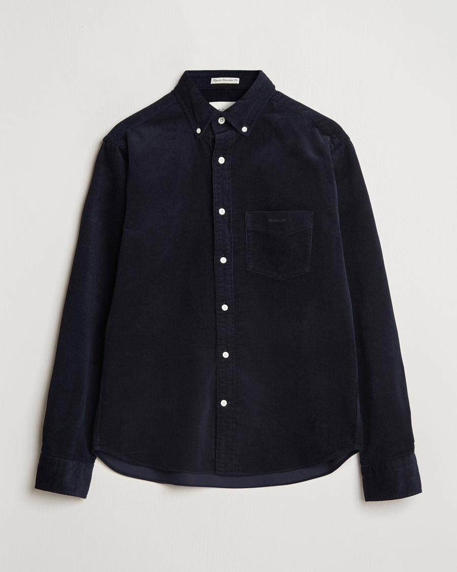 Heren | Overhemden | Gant | Regular Fit Corduroy Shirt Evening Blue