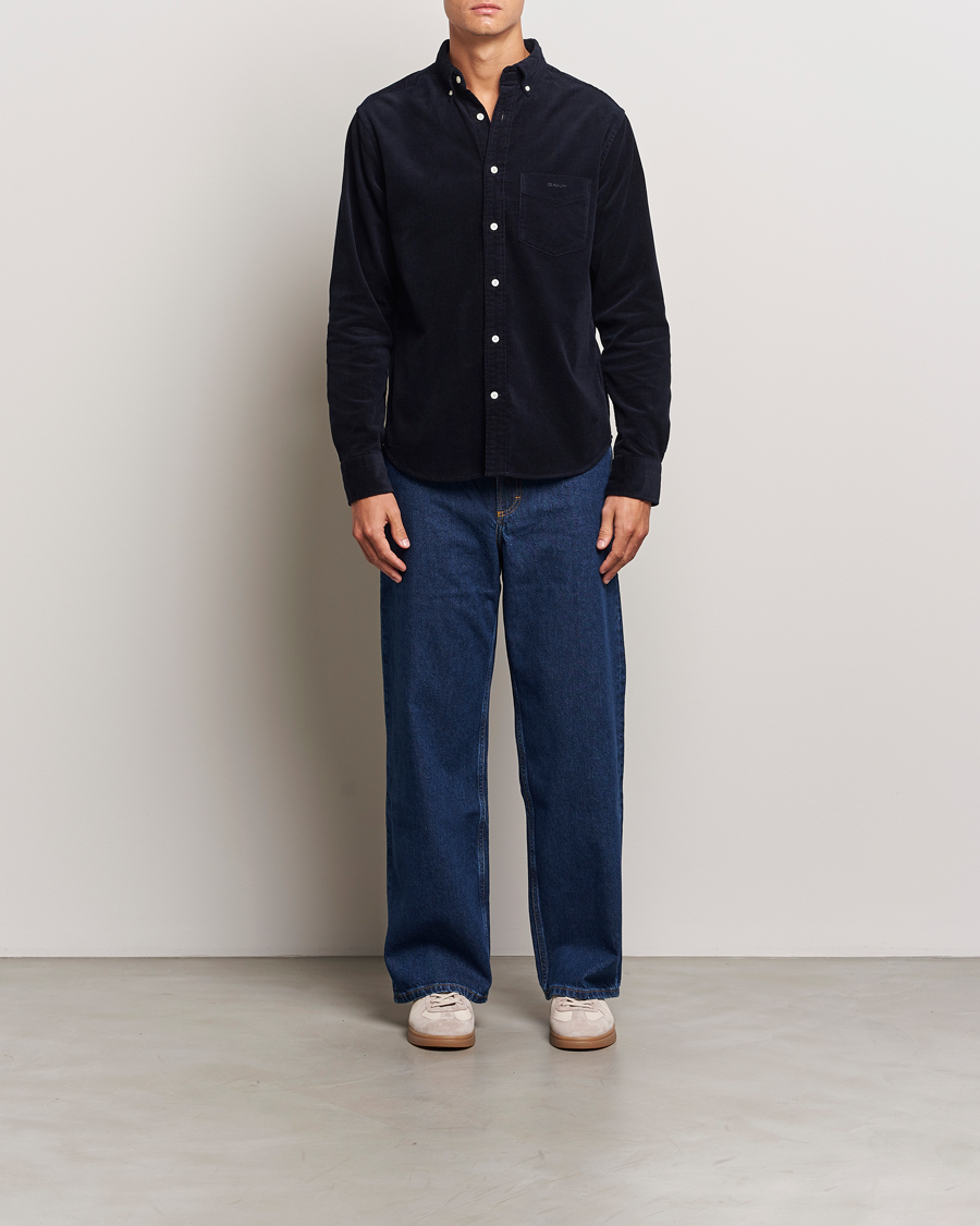 Heren | Overhemden | Gant | Regular Fit Corduroy Shirt Evening Blue