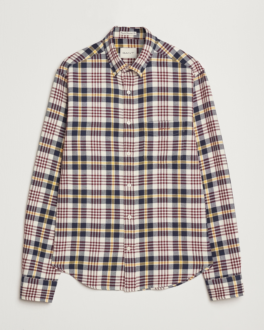 Heren | Overhemden | GANT | Regular Flannel Plaid Shirt Cream