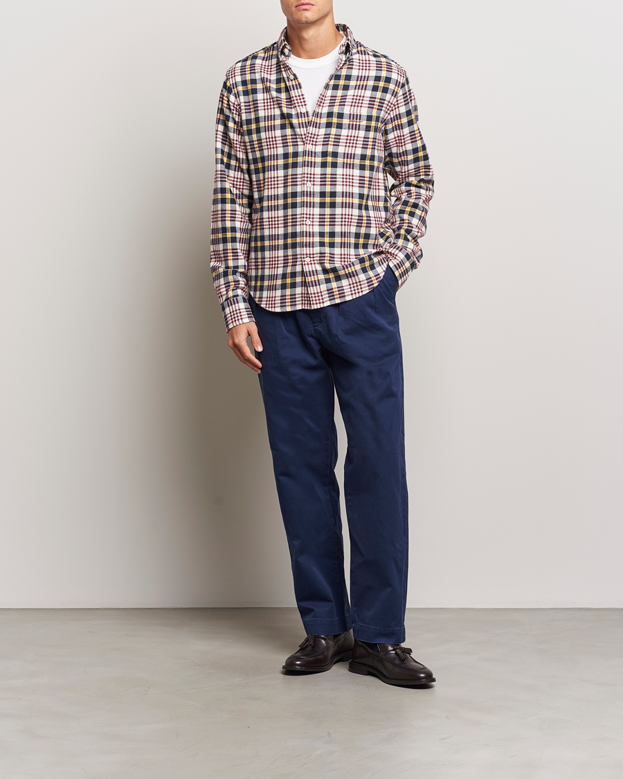 Heren | Overhemden | GANT | Regular Flannel Plaid Shirt Cream