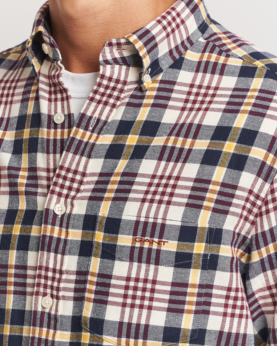 Heren | Overhemden | GANT | Regular Flannel Plaid Shirt Cream