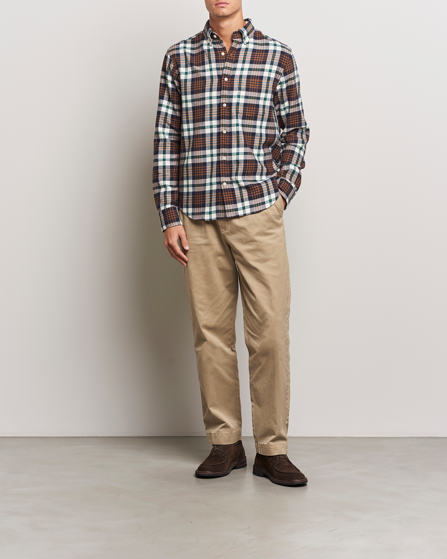 Heren | Overhemden | GANT | Regular Flannel Plaid Shirt Cacao Brown