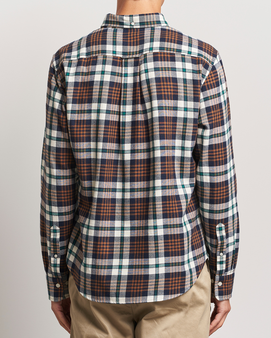 Heren | Overhemden | Gant | Regular Flannel Plaid Shirt Cacao Brown