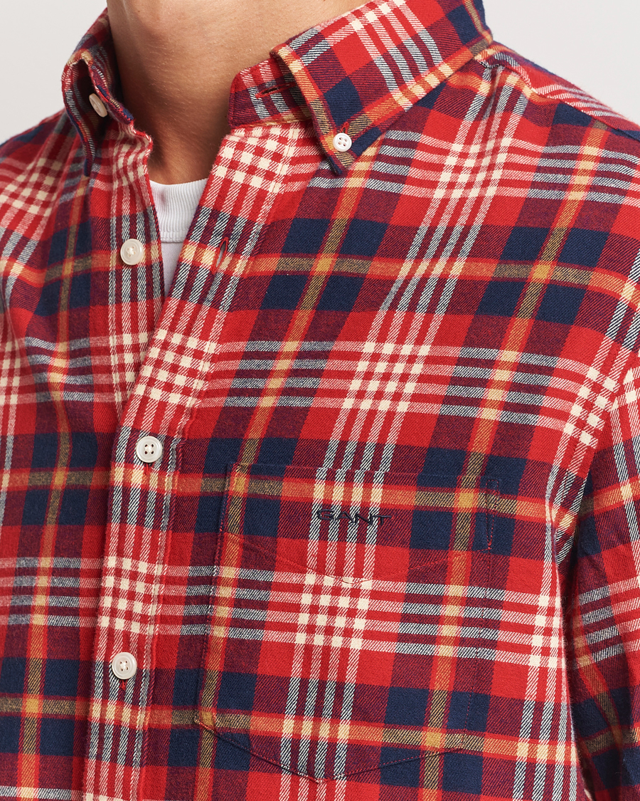 Heren | Overhemden | Gant | Regular Flannel Plaid Shirt Ruby Red