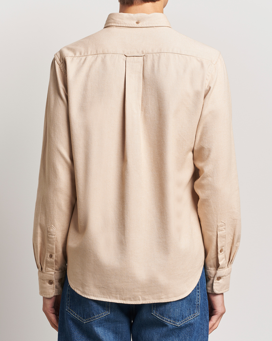 Heren | Overhemden | Gant | Regular Herringbone Flannel Shirt Caramel Beige