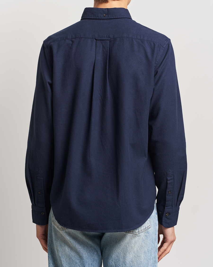 Heren | Overhemden | GANT | Regular Herringbone Flannel Shirt Evening Blue