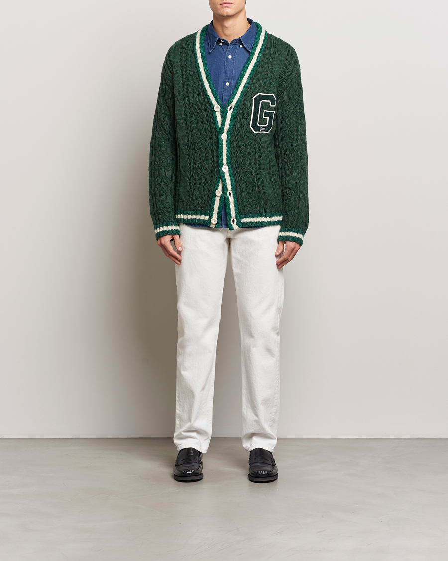 Heren | Truien | GANT | Seasonal G Cable V-neck Cardigan Tartan Green