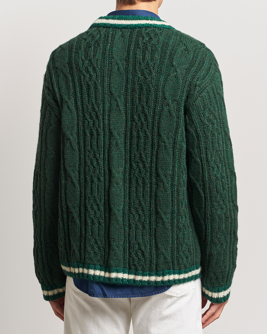 Heren | Truien | GANT | Seasonal G Cable V-neck Cardigan Tartan Green