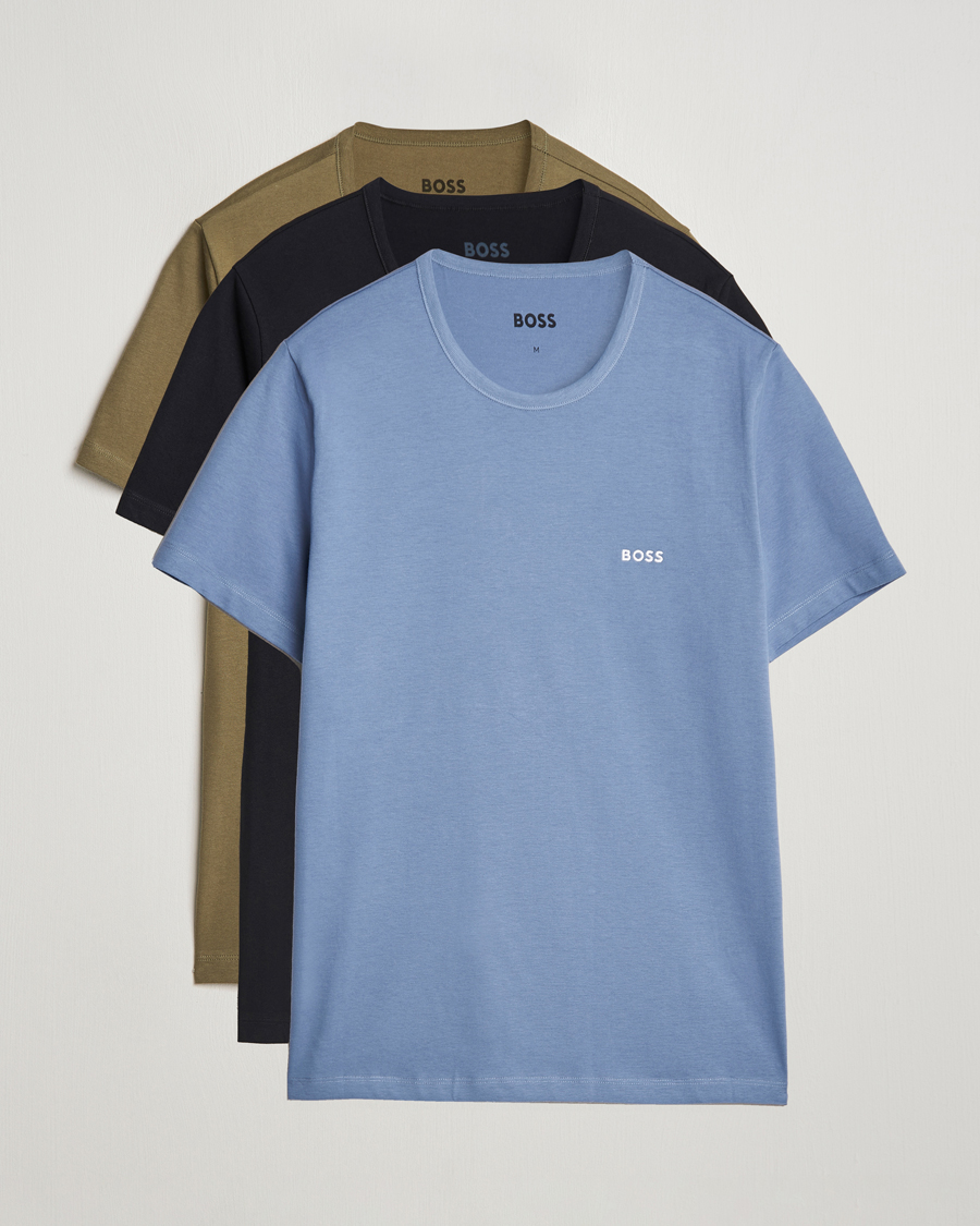 Heren | T-shirts | BOSS BLACK | 3-Pack Crew Neck T-Shirt Green/Black/Blue