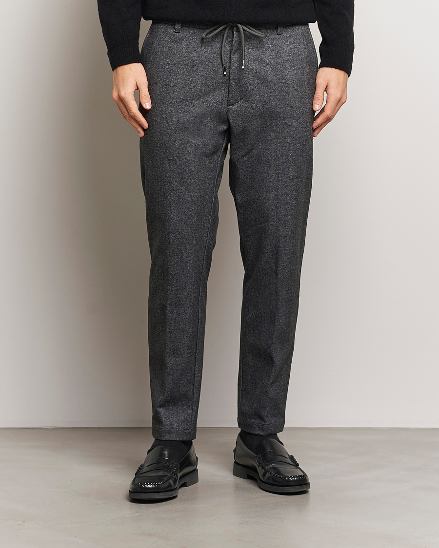 Heren | Broeken | BOSS BLACK | Kane Brushed Drawstring Trousers Dark Grey