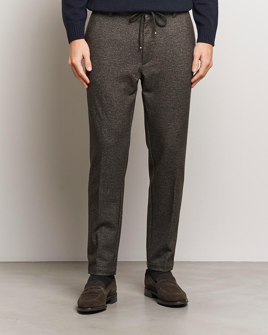 Heren | Broeken | BOSS BLACK | Kane Brushed Drawstring Trousers Dark Beige