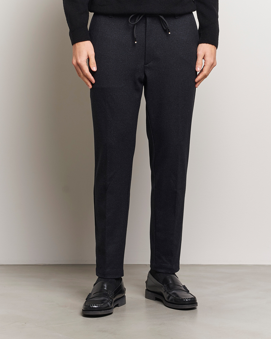Heren | Broeken | BOSS BLACK | Kane Brushed Drawstring Trousers Dark Blue