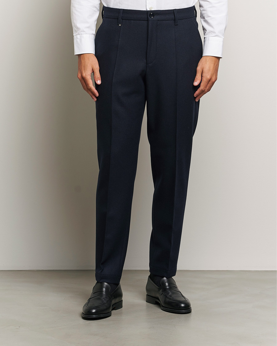 Heren | Broeken | BOSS BLACK | Perin Wool Trousers Dark Blue