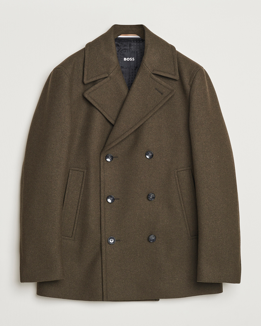 Heren | Jassen | BOSS BLACK | Clay Wool Peacoat Open Green