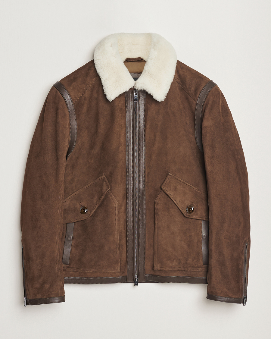 Heren | Jassen | BOSS BLACK | Montel Suede Searling Bomber Jacket Brown