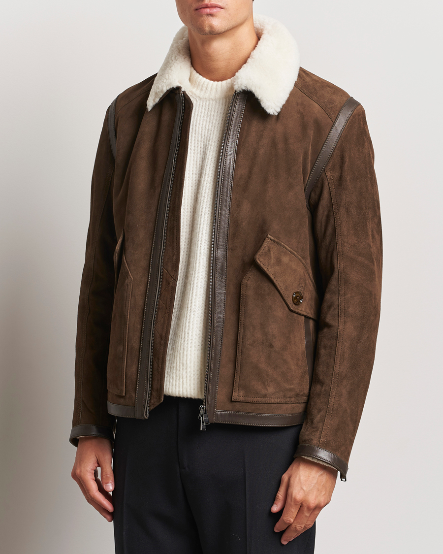 Heren | Jassen | BOSS BLACK | Montel Suede Searling Bomber Jacket Brown
