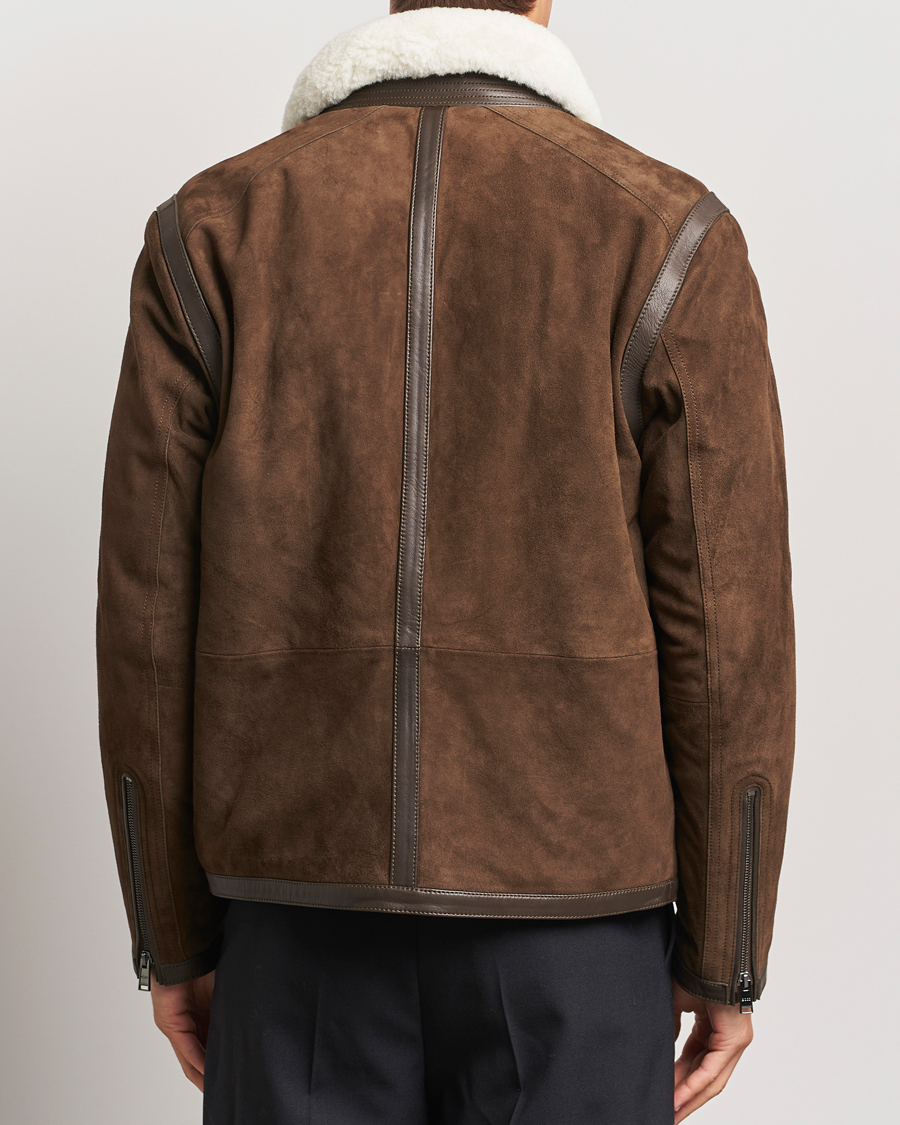 Heren | Jassen | BOSS BLACK | Montel Suede Searling Bomber Jacket Brown