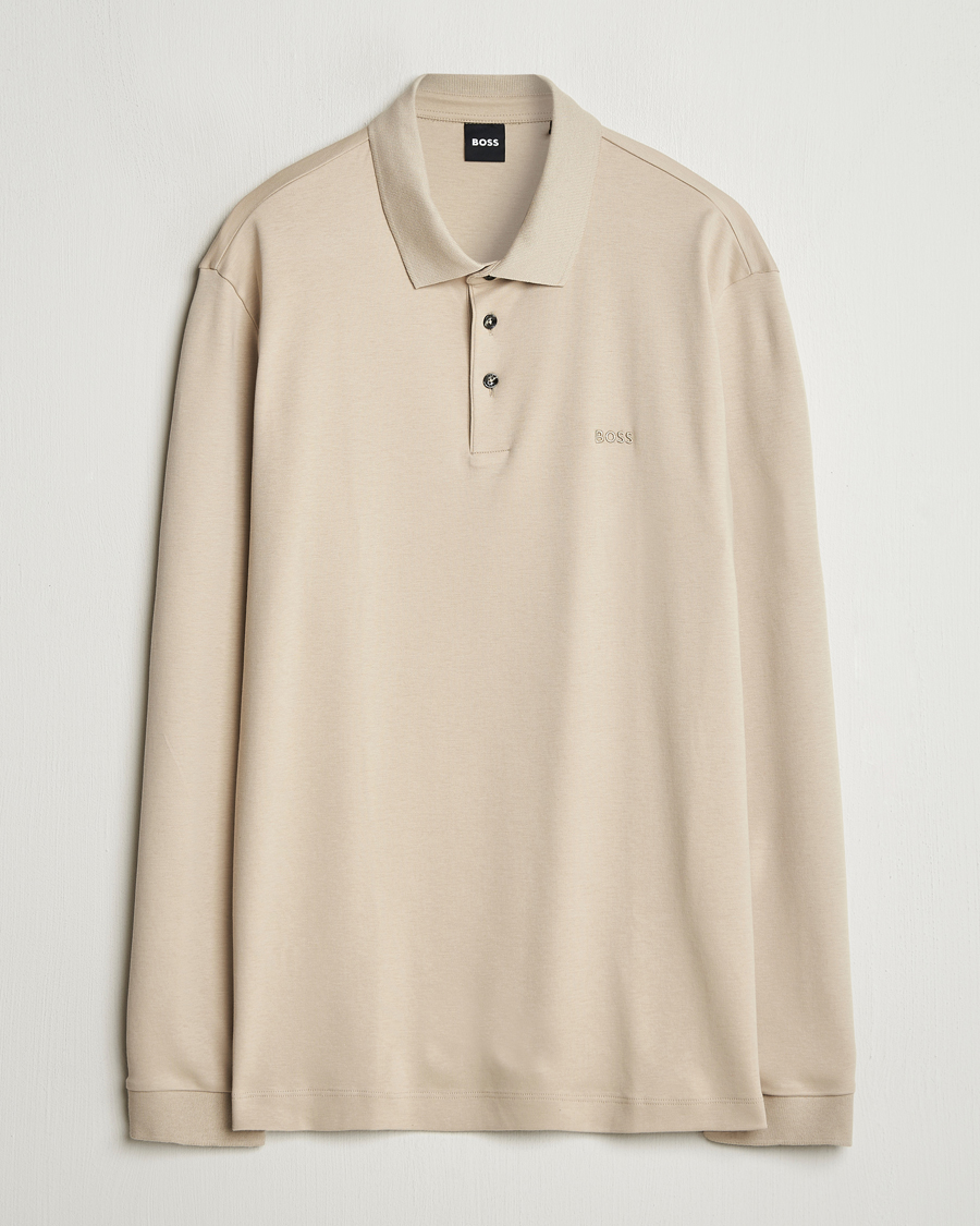 Heren | Truien | BOSS BLACK | Pado Mercerized Long Sleeve Polo Light Beige