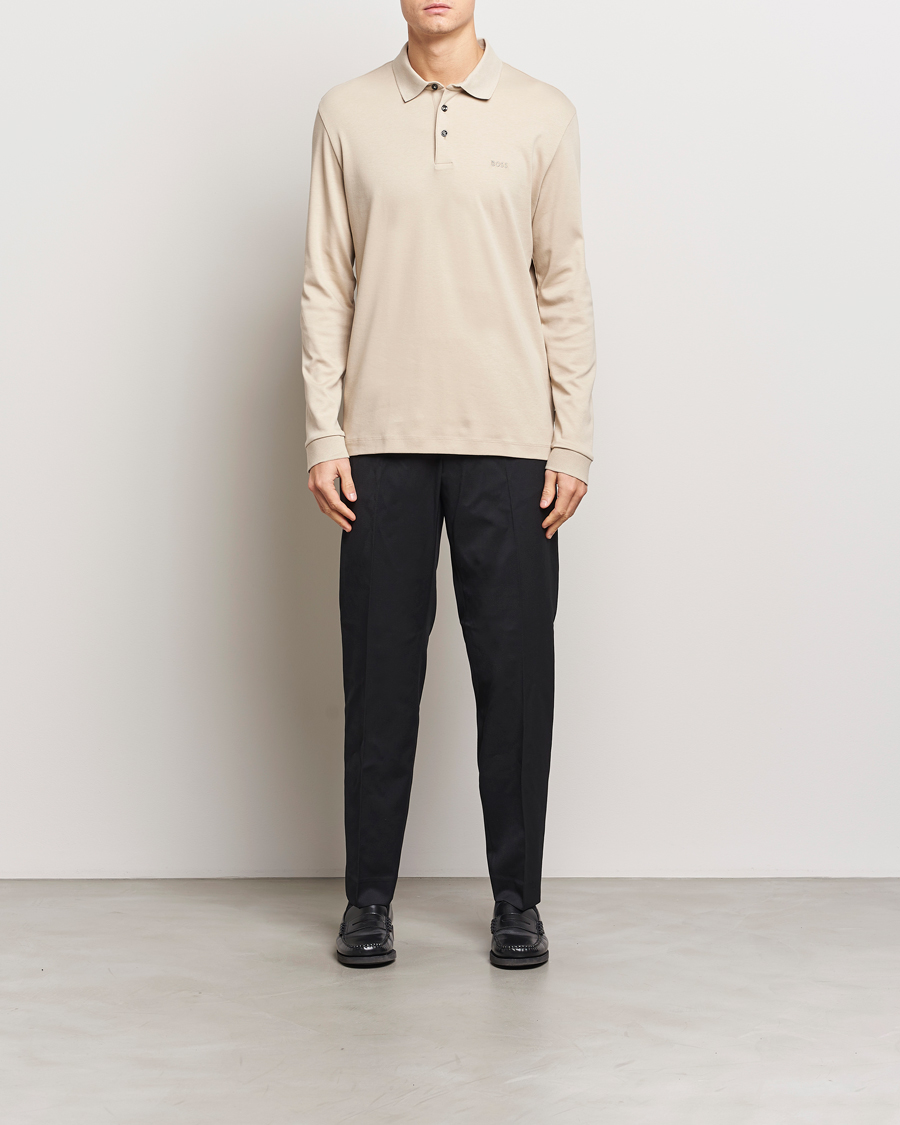 Heren | Truien | BOSS BLACK | Pado Mercerized Long Sleeve Polo Light Beige