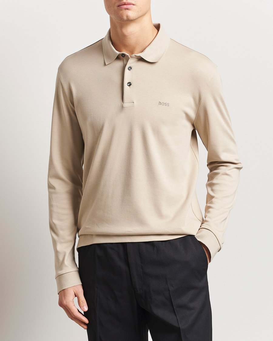 Heren | Truien | BOSS BLACK | Pado Mercerized Long Sleeve Polo Light Beige