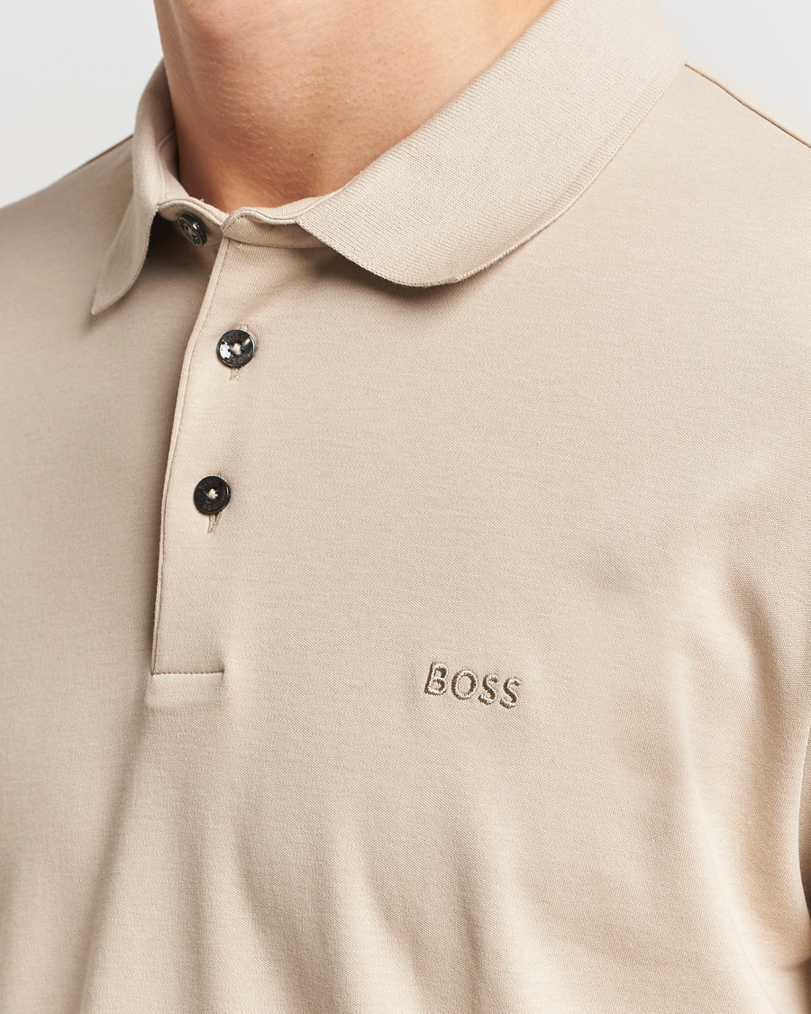 Heren | Truien | BOSS BLACK | Pado Mercerized Long Sleeve Polo Light Beige