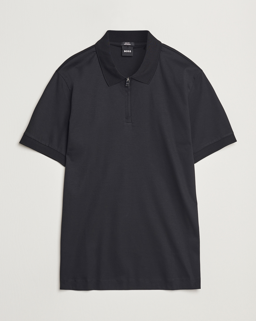 Heren | Polo's | BOSS BLACK | Paras Mercerized Half Zip Polo Black